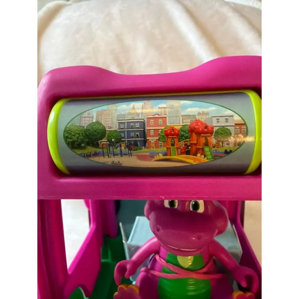 Fisher Price Barney's World Adventure Bus Push Along Toy Barney Figure Pink NEW